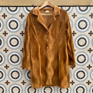 Vintage Brown Velvet Button Up Coat